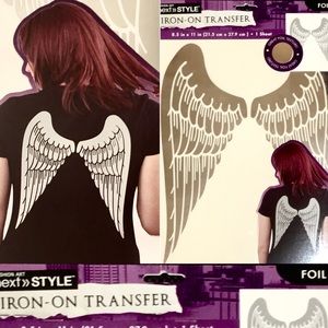 3-$10 🆒 NEW Iron On Silver Foil Angel Wings Transfers